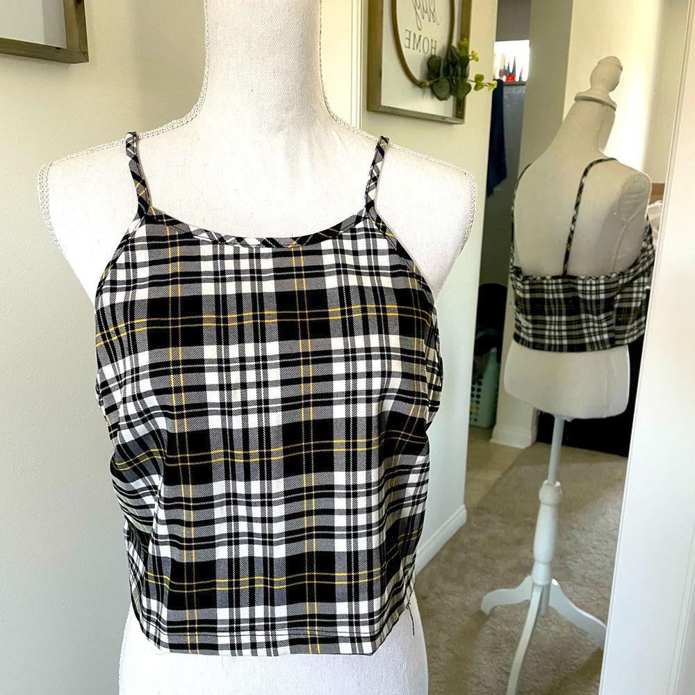 Plaid Cropped Tank Top